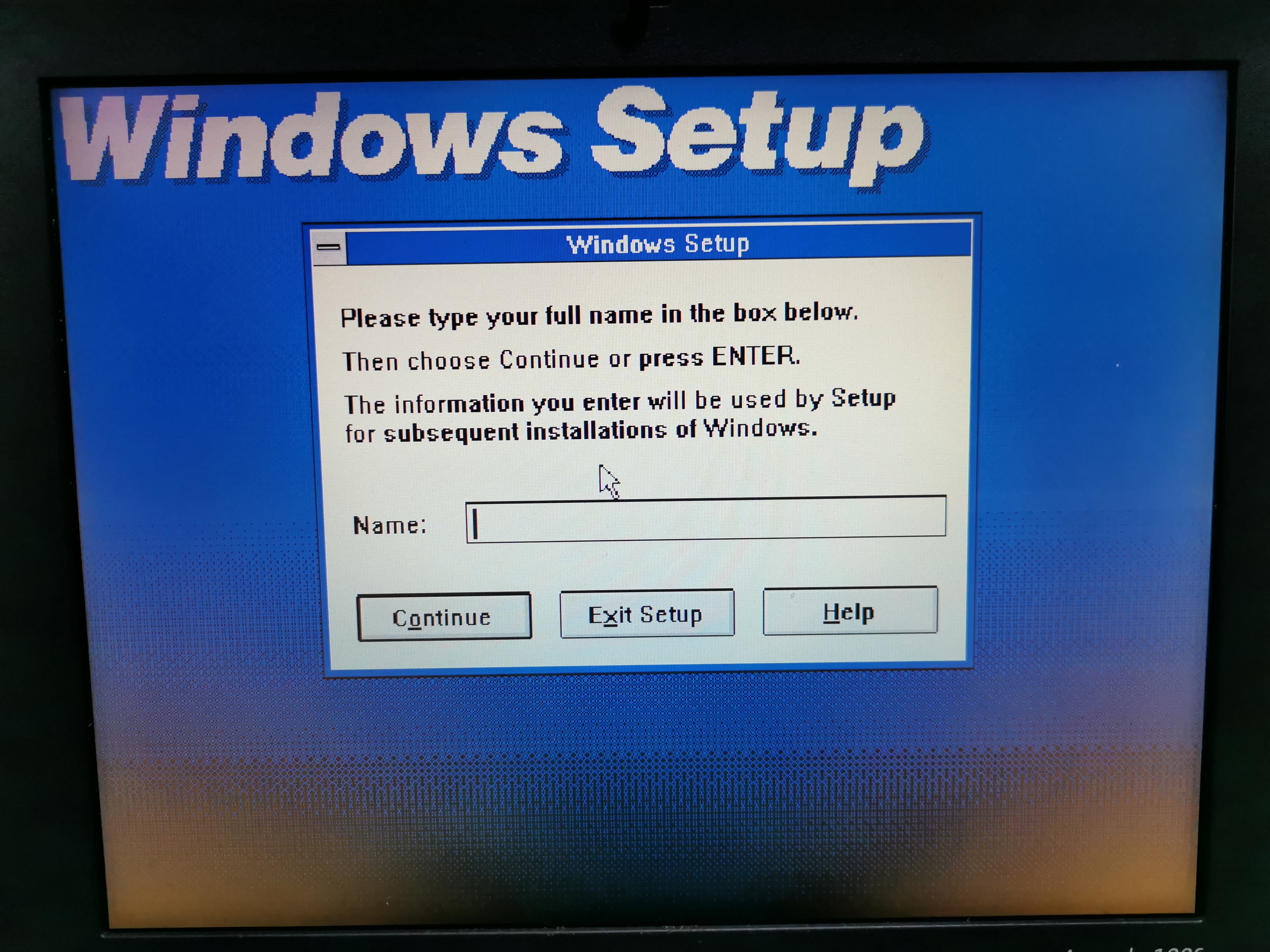 The Windows 3.11 installaton GUI